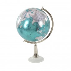 Decmode Contemporary 20 inch cyan marble and plastic globe, Cyan, Silver   566921272